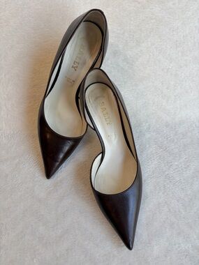 Bally Chocolate Brown Pointed Toe Leather Pumps